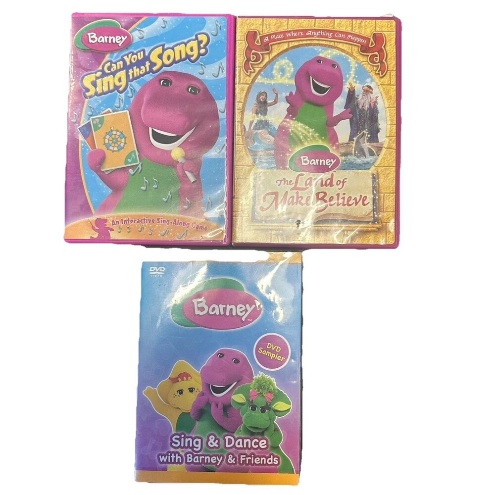 Barney DVD Lot of 3 Land of Make Believe Can You Sing That Song?-Sing & Dance